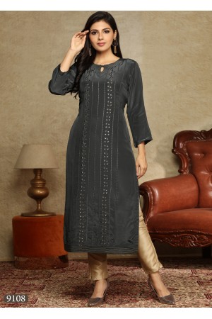 Dark Grey Color Georgette /Chiffon Kurti 